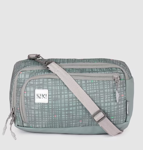 Unisex Grey Textured Wristlet M Plus Messenger Bag